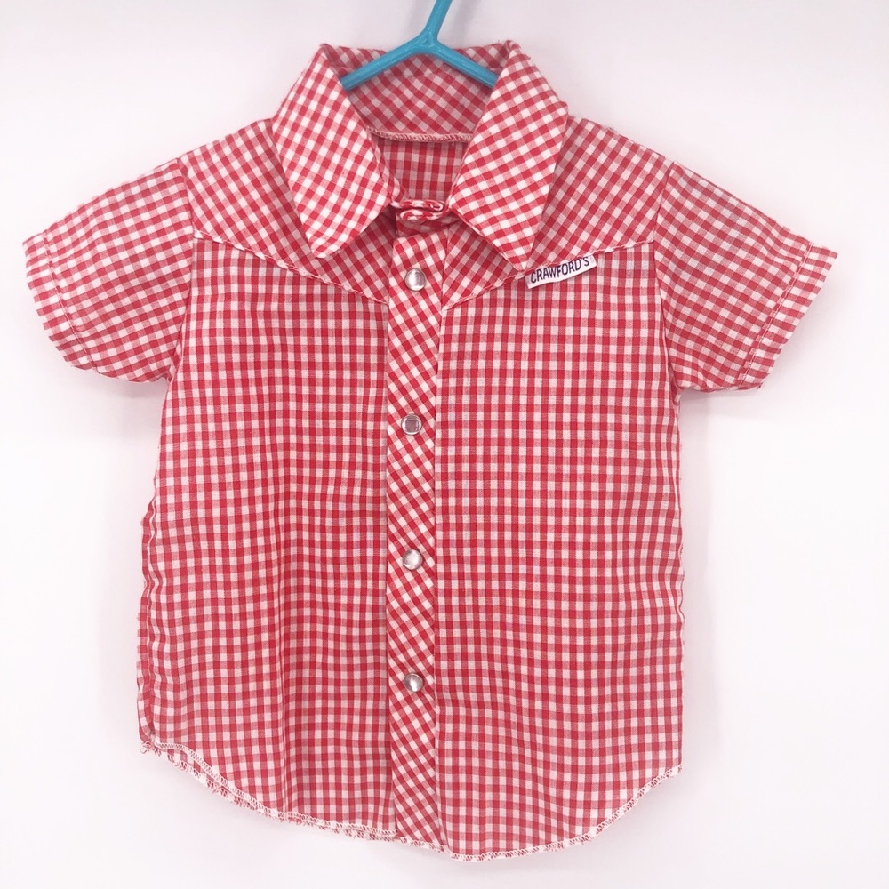 Children’s Western Pearl Snap Red/White Shirt